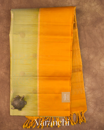 Pastel Pista Green Pure Soft Silk Handloom Saree — Full Saree