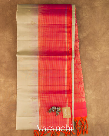 Beige Pure Soft Silk Handloom Saree — Full Saree