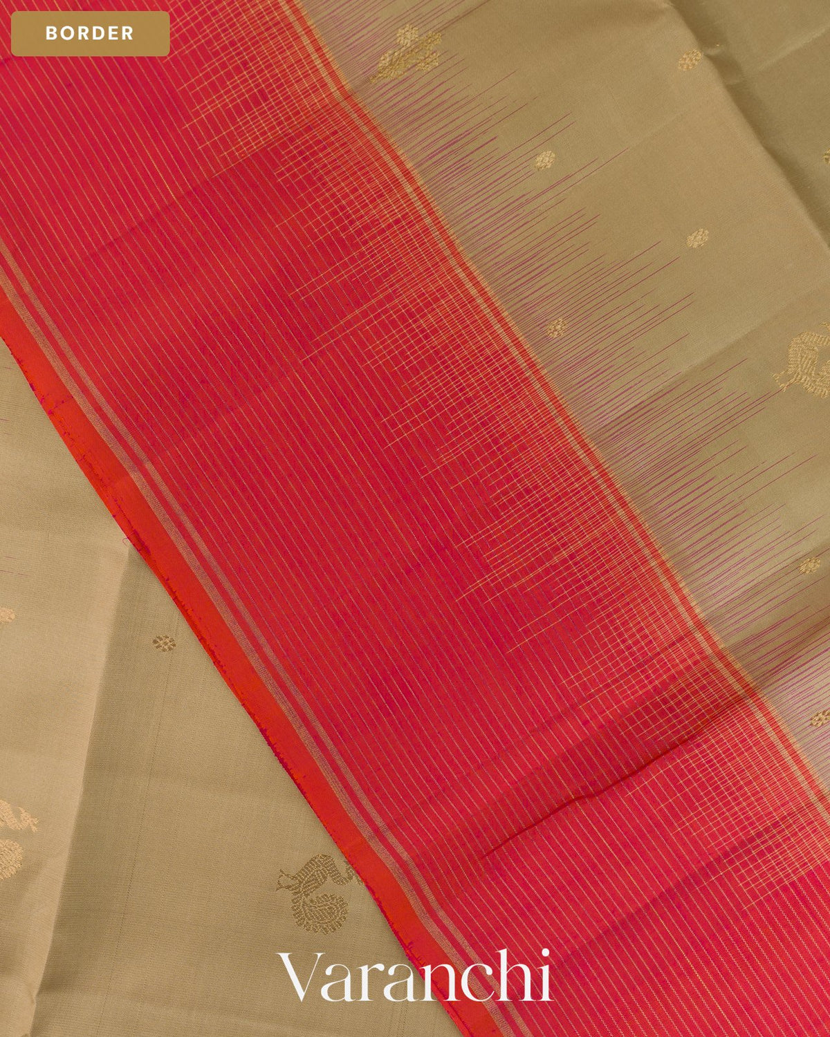 Beige Pure Soft Silk Handloom Saree — Border