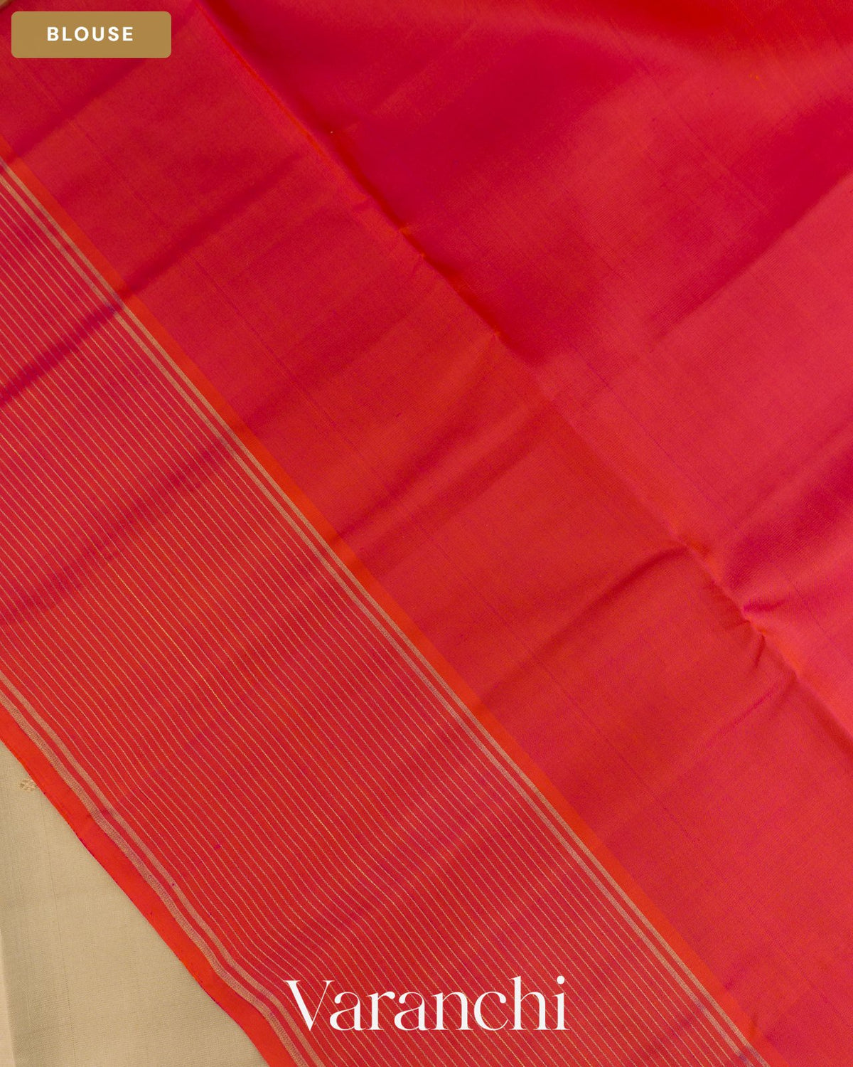 Beige Pure Soft Silk Handloom Saree — Blouse