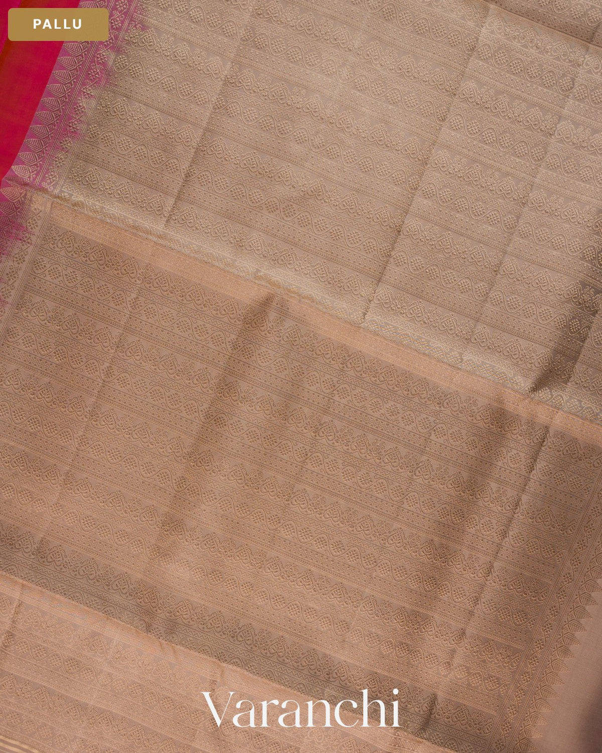 Rani Pink Pure Soft Silk Handloom Saree — Pallu