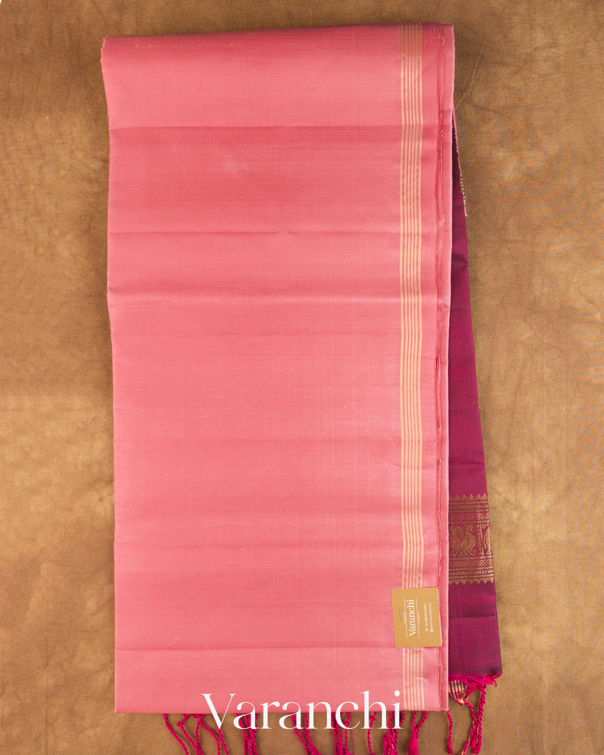 Baby Pink Pure Soft Silk Handloom Saree — Full Saree