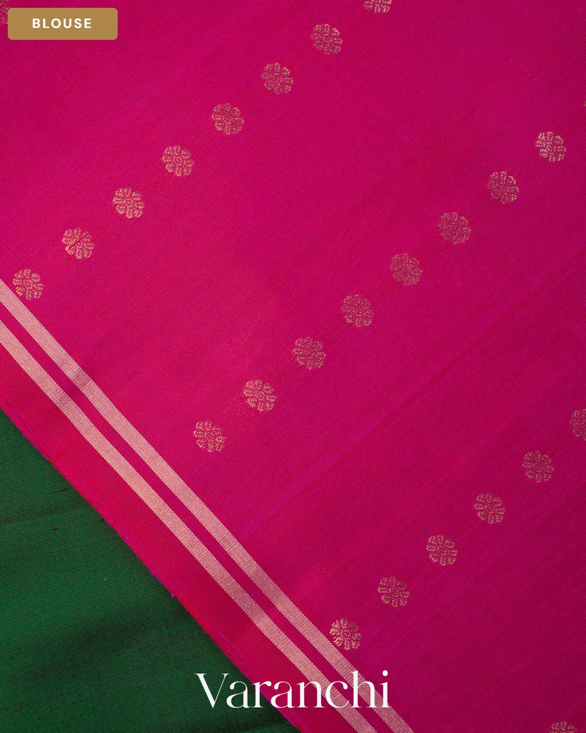 Bottle Green Pure Soft Silk Handloom Saree — Blouse