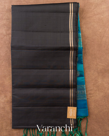 Jet Black Pure Soft Silk Handloom Saree — Full Saree