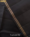 Jet Black Pure Soft Silk Handloom Saree — Border