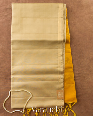 Beige Pure Soft Silk Handloom Saree — Full Saree