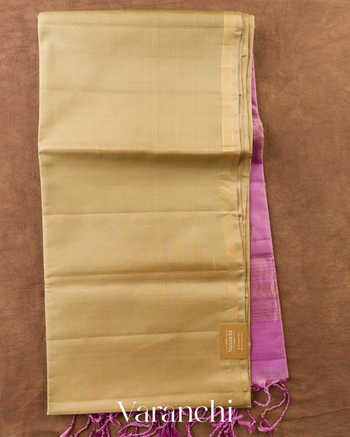 Beige Pure Soft Silk Handloom Saree — Full Saree