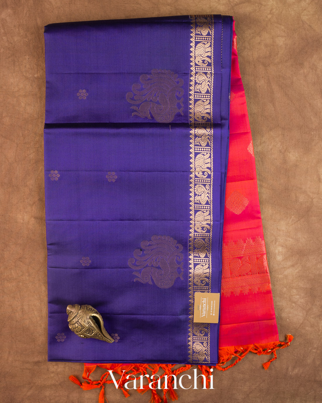 Navy Blue Pure Soft Silk Handloom Saree — Full Saree