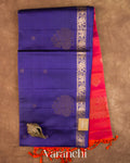 Navy Blue Pure Soft Silk Handloom Saree — Full Saree