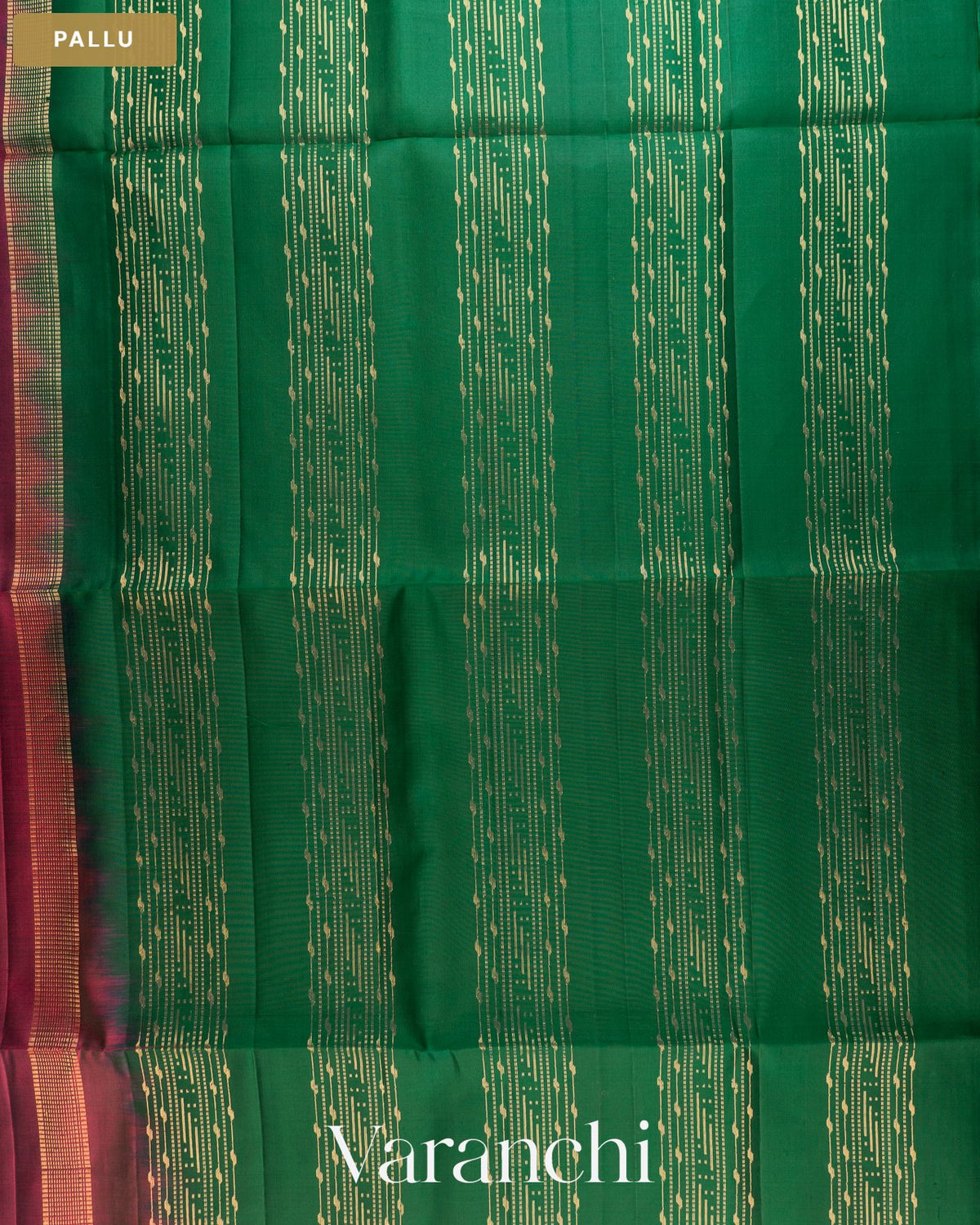Wine Maroon Pure Soft Silk Handloom Saree — Pallu