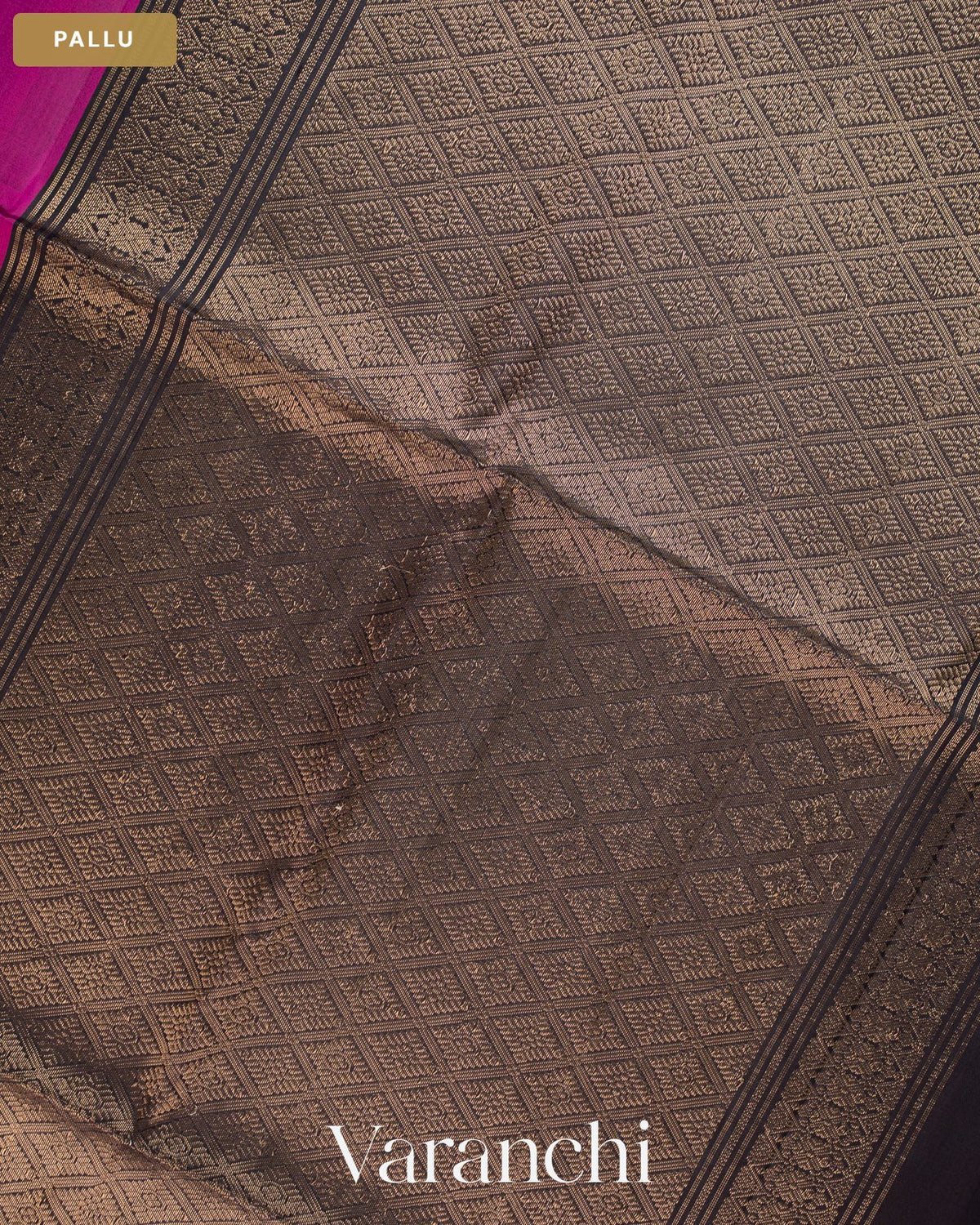Deep Magenta Pure Soft Silk Handloom Saree — Pallu