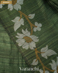 Bottle Green Jamdani Pure Matka Tissue Silk Handloom Saree — Border