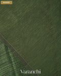 Bottle Green Jamdani Pure Matka Tissue Silk Handloom Saree — Blouse