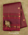 Deep Maroon Pure Kanchipuram Silk Handloom Saree — Folded