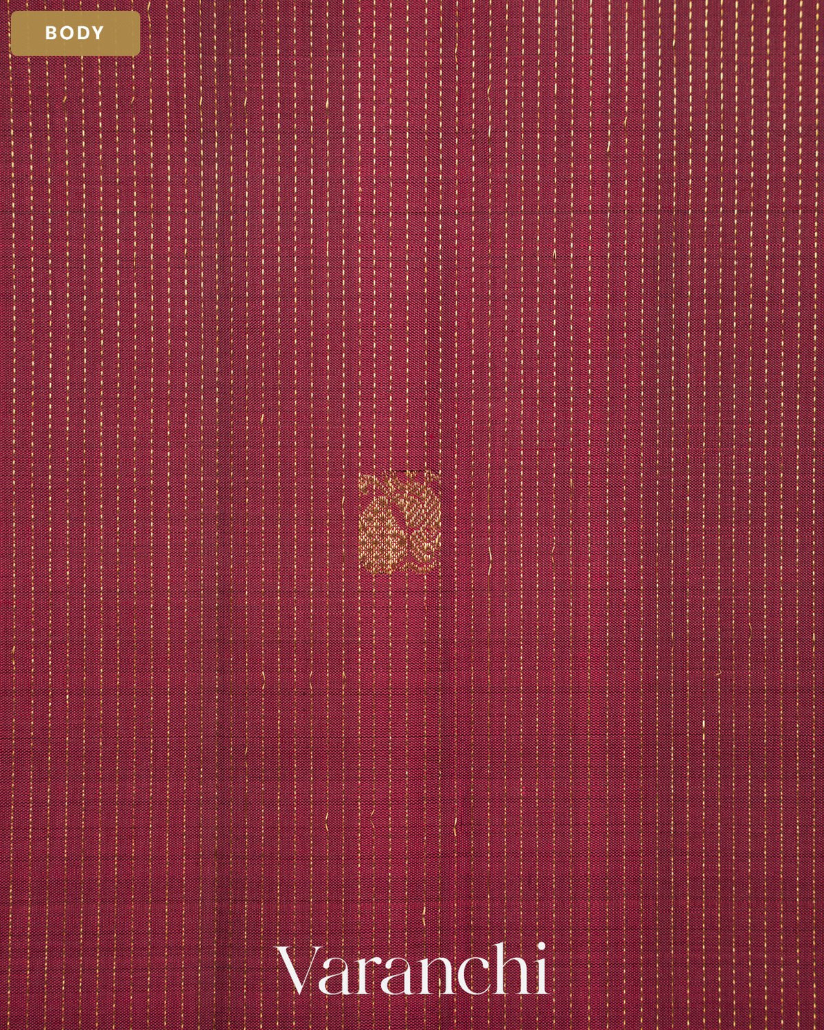 Deep Maroon Pure Kanchipuram Silk Handloom Saree — Body