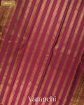 Deep Maroon Pure Kanchipuram Silk Handloom Saree — Pallu