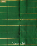 Bottle Green Striped Pure Kanchipuram Silk Handloom Saree — Body