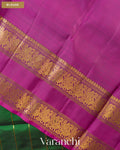 Bottle Green Striped Pure Kanchipuram Silk Handloom Saree — Blouse