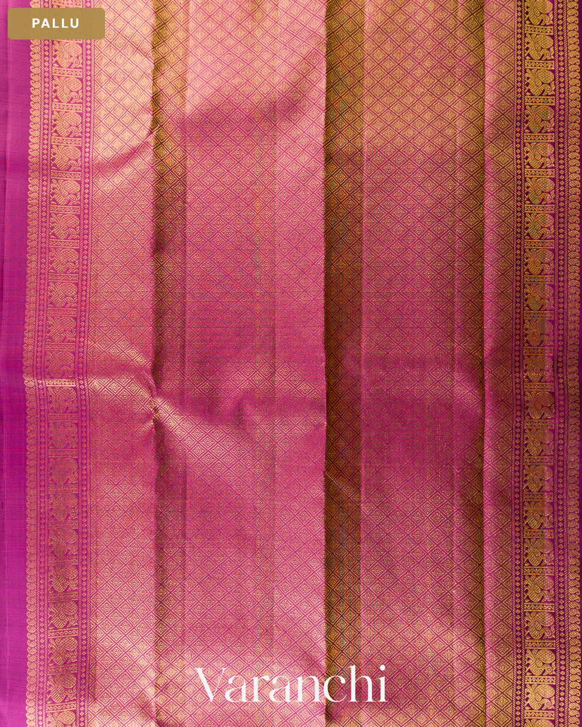 Bottle Green Striped Pure Kanchipuram Silk Handloom Saree — Pallu