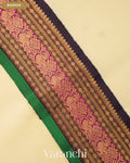 Cream Pure Kanchipuram Silk Handloom Saree — Border