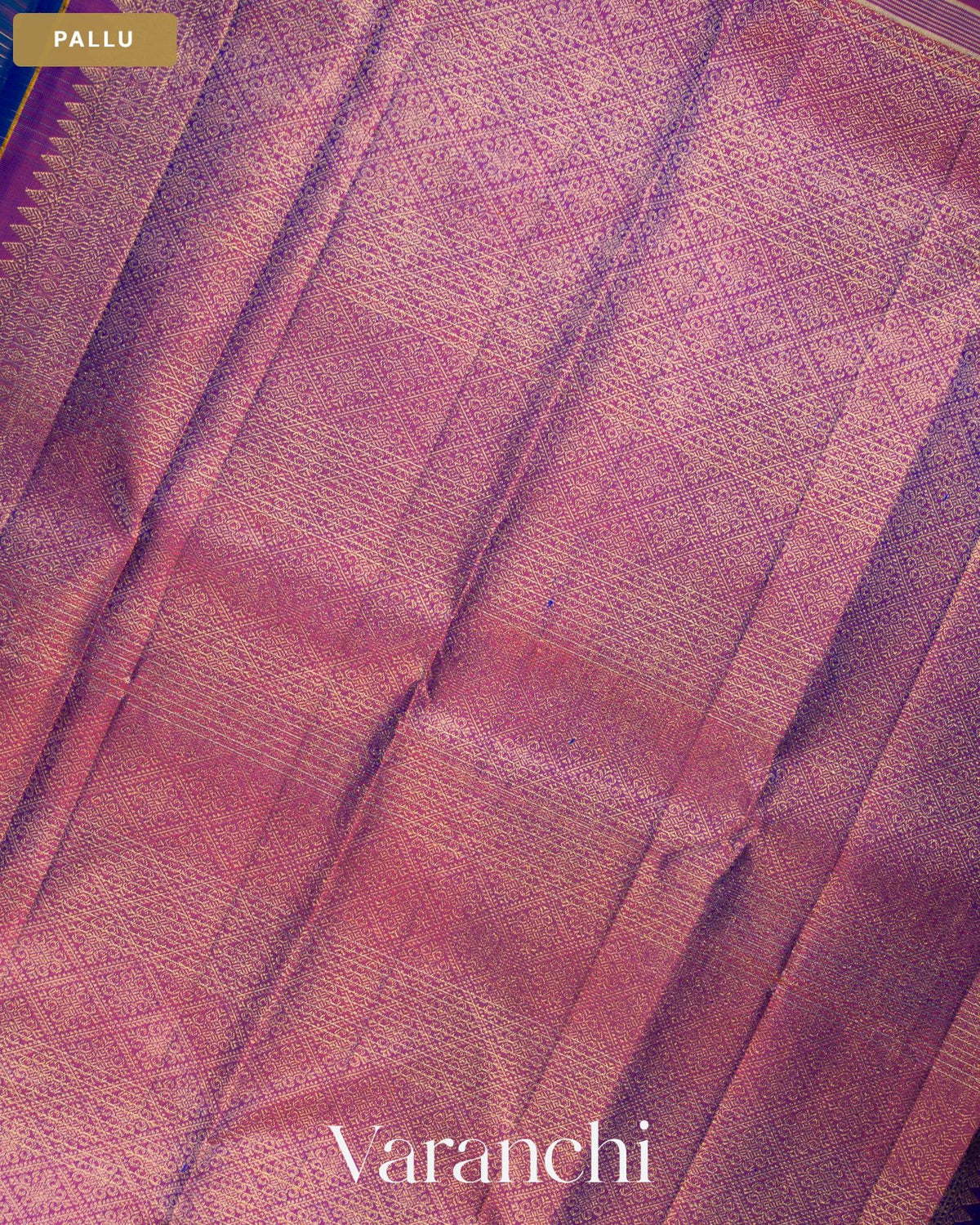 Royal Blue Checkered Pure Kanchipuram Silk Handloom Saree — Pallu