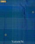 Royal Blue Checkered Pure Kanchipuram Silk Handloom Saree — Body