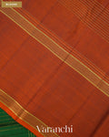 Bottle Green Checkered Pure Kanchipuram Silk Handloom Saree — Blouse