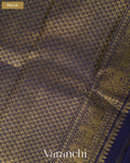 Midnight Blue Pure Kanchipuram Silk Handloom Saree — Pallu