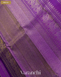 Navy Blue Pure Kanchipuram Silk Handloom Saree — Pallu