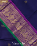 Navy Blue Pure Kanchipuram Silk Handloom Saree — Border