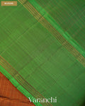 Rust Orange Checkered Pure Soft Silk Handloom Saree — Blouse
