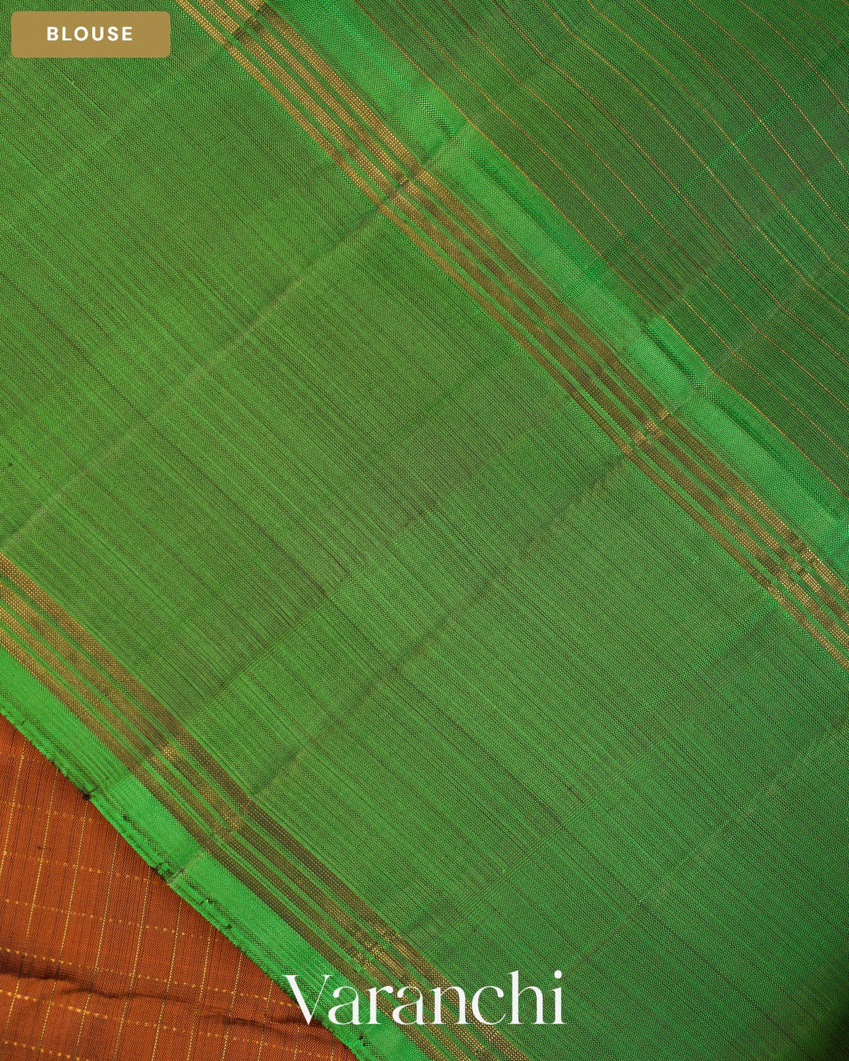 Rust Orange Checkered Pure Soft Silk Handloom Saree — Blouse