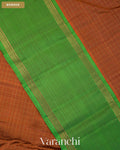 Rust Orange Checkered Pure Soft Silk Handloom Saree — Border
