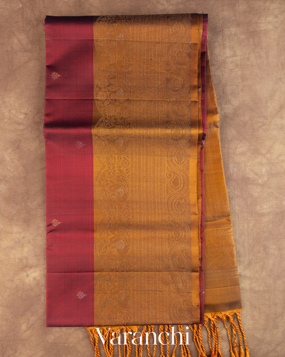 Maroon Pure Soft Silk Handloom Saree — Full Saree