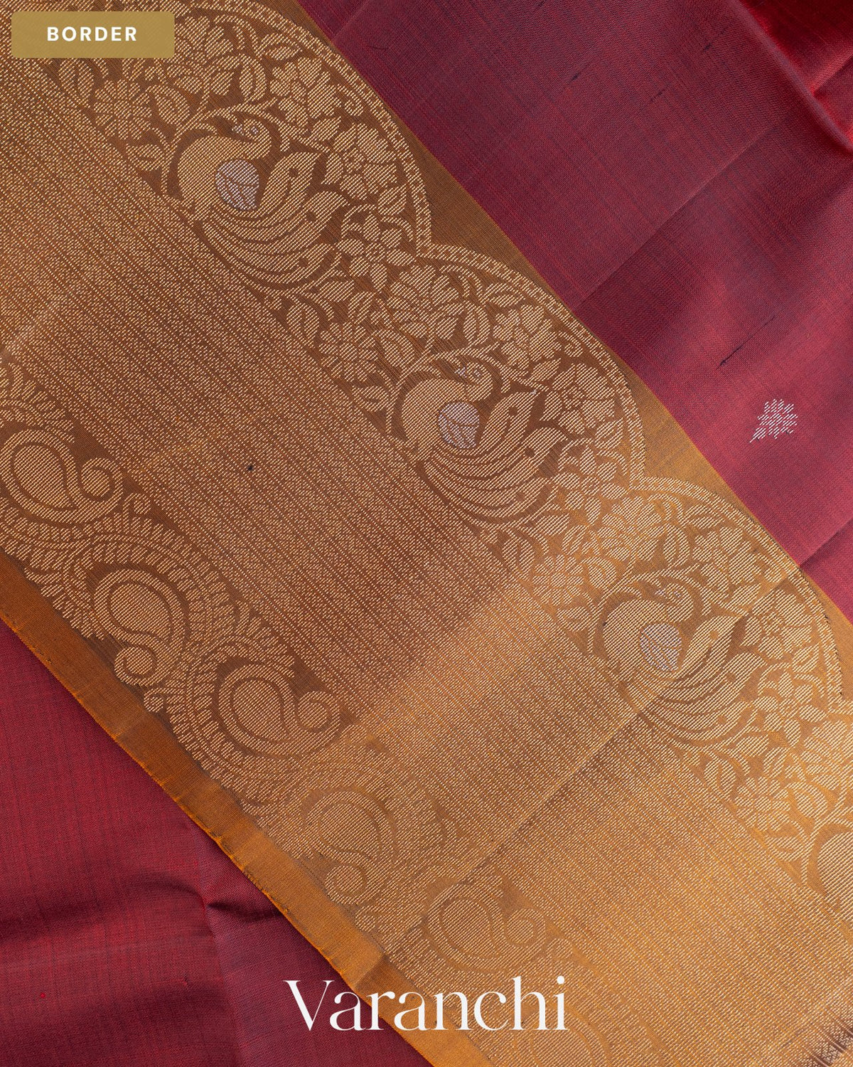 Maroon Pure Soft Silk Handloom Saree — Border