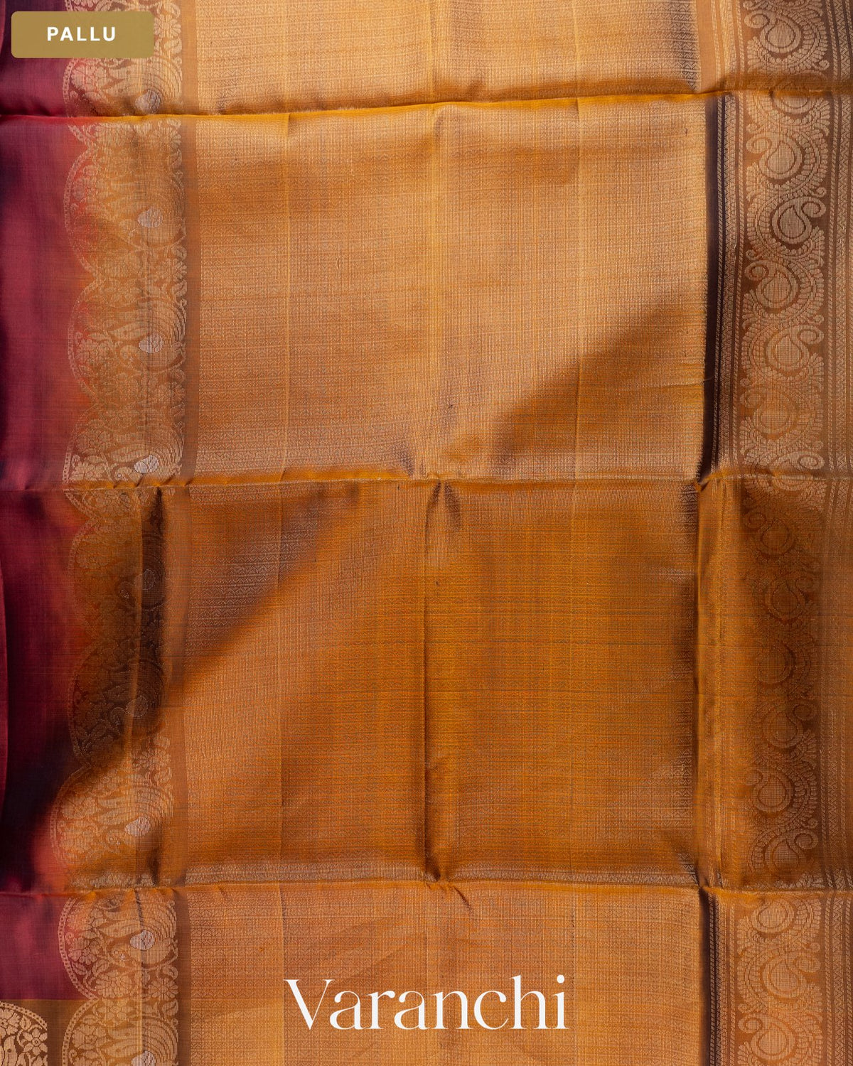Maroon Pure Soft Silk Handloom Saree — Pallu
