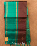 Choclate Brown Checkered Pure Soft Silk Handloom Saree — Full Saree