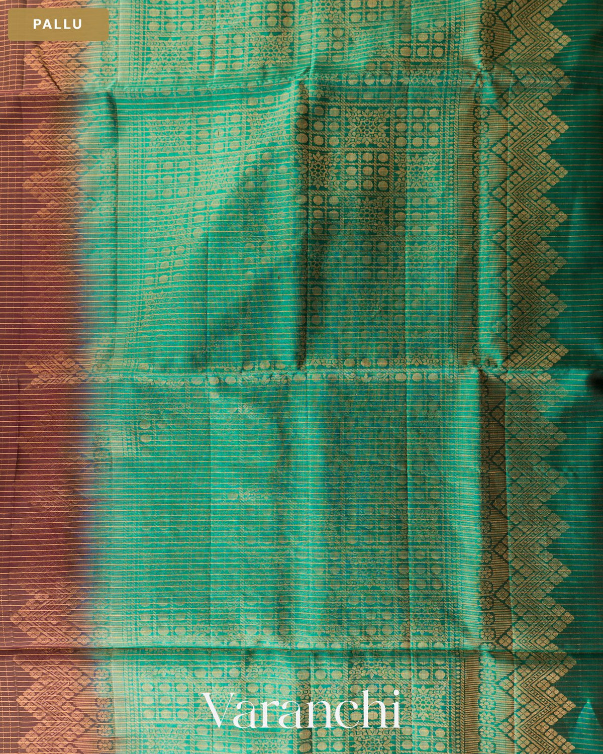 Choclate Brown Checkered Pure Soft Silk Handloom Saree — Pallu