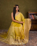 Lime Yellow Pure Soft Silk Handloom Saree — Draped