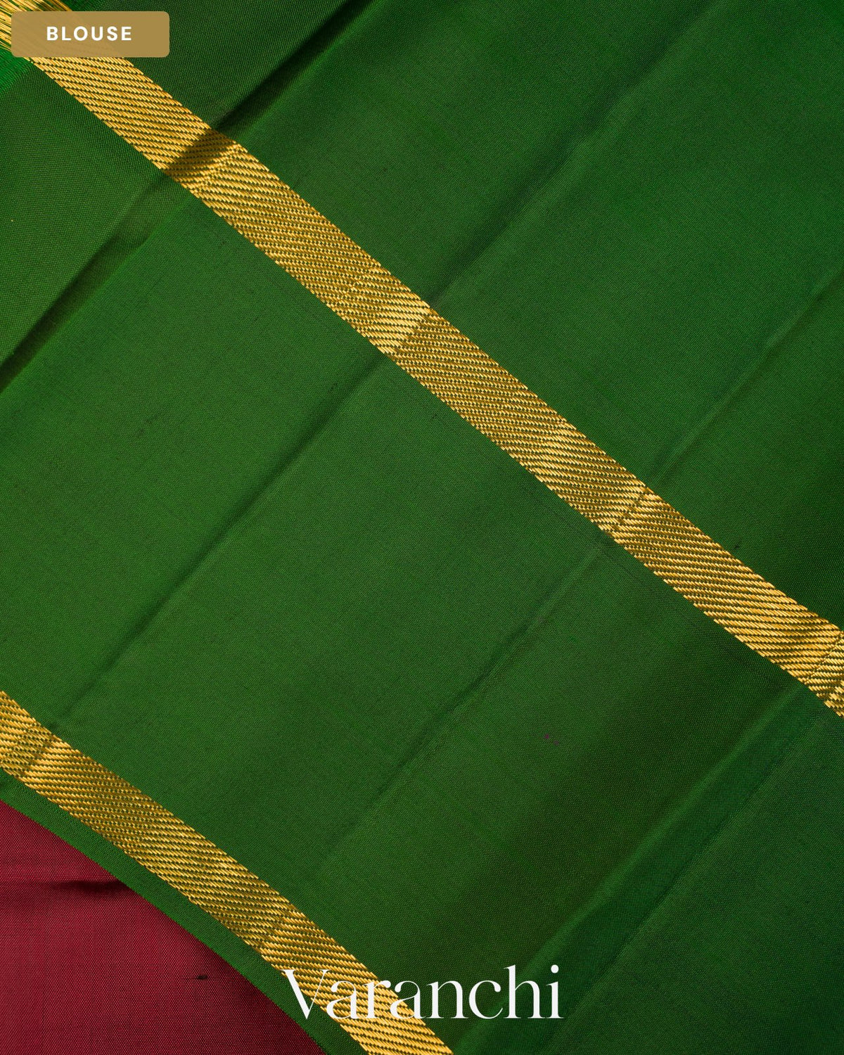 Deep Maroon Pure Soft Silk Handloom Saree — Blouse