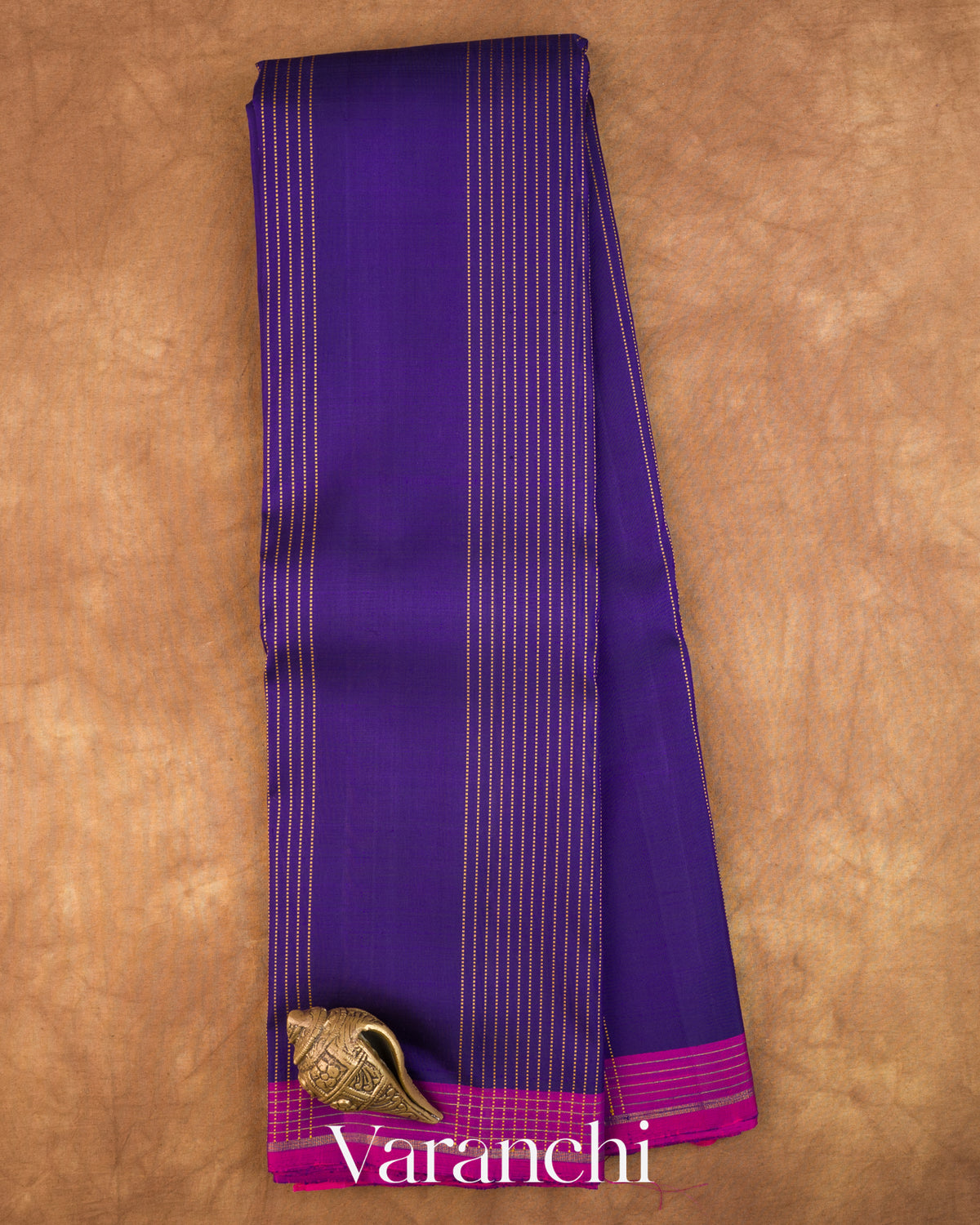 Violet Striped Pure Soft Silk Handloom Saree — Full Saree