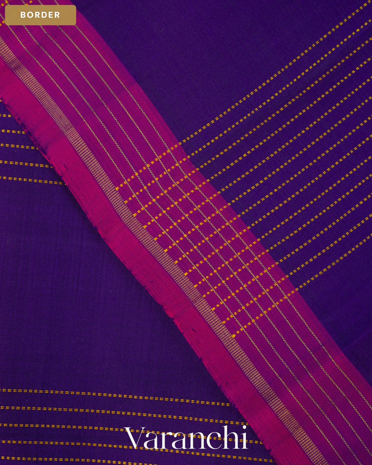 Violet Striped Pure Soft Silk Handloom Saree — Border