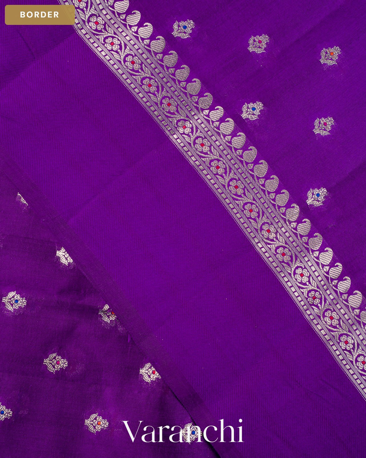 Violet Pure Poona Silk Saree — Border