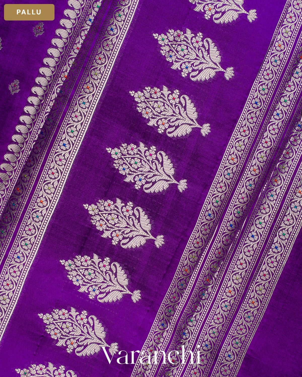 Violet Pure Poona Silk Saree — Pallu