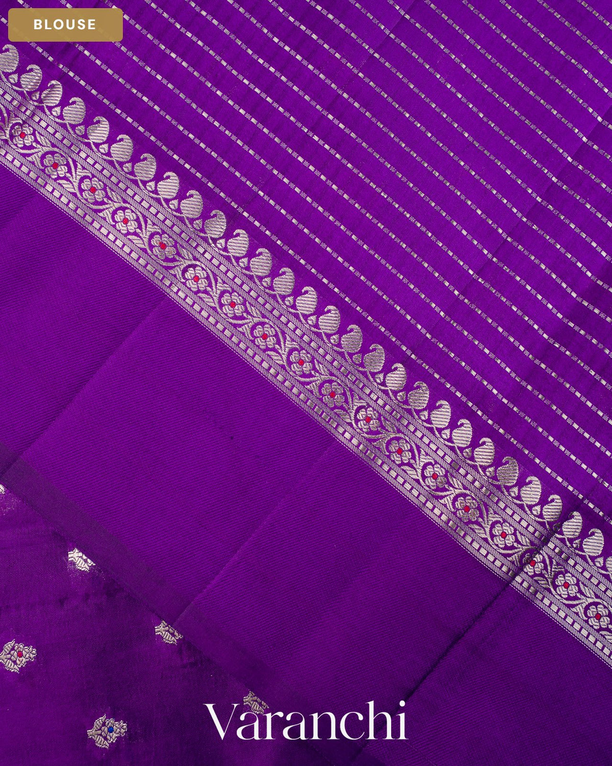 Violet Pure Poona Silk Saree — Blouse