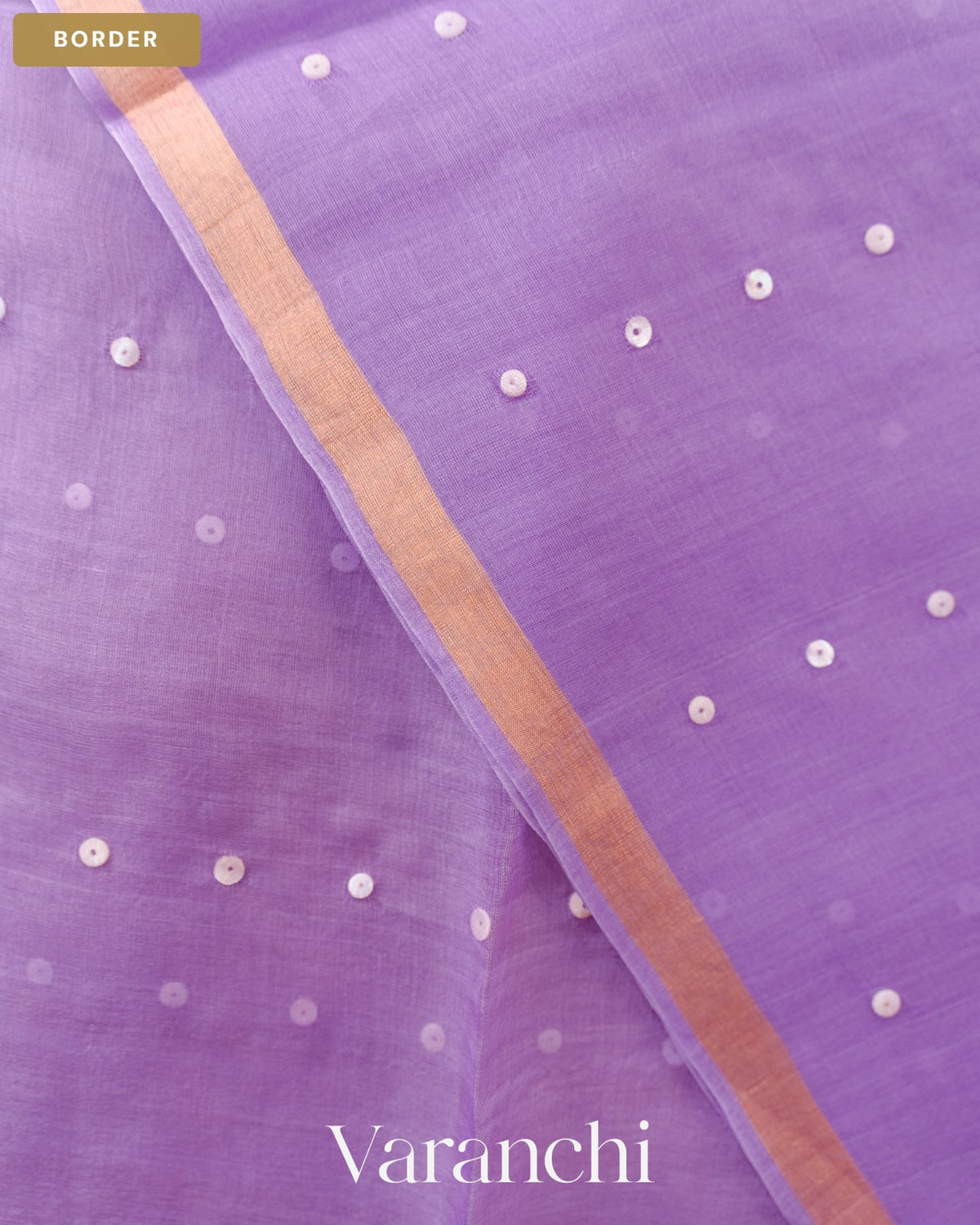 Lavender Sequin with Jamdani Pure Muslin Silk Handloom Saree — Border