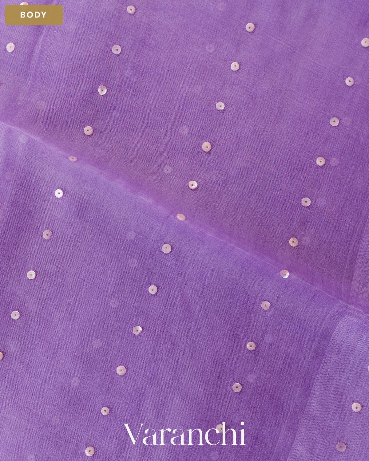 Lavender Sequin with Jamdani Pure Muslin Silk Handloom Saree — Body