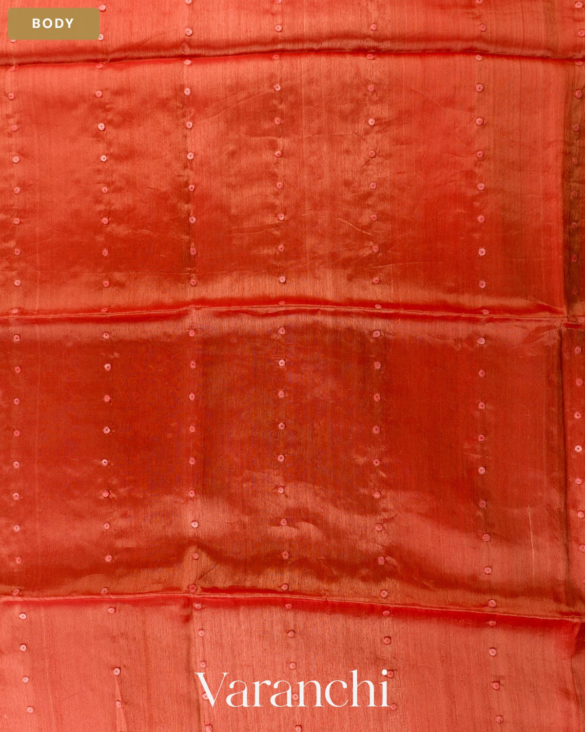 Hot Red Sequin with Floral Jamdani Pure Muslin Silk Handloom Saree — Body