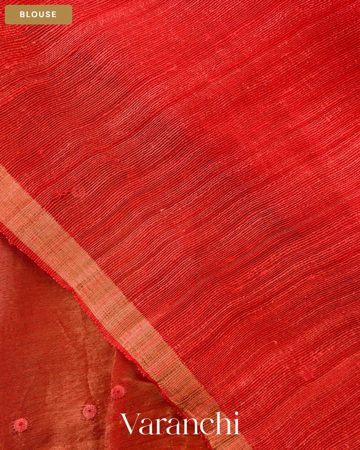 Hot Red Sequin with Floral Jamdani Pure Muslin Silk Handloom Saree — Blouse