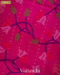 Deep Magenta Sequin with Jamdani Pure Muslin Silk Handloom Saree — Pallu